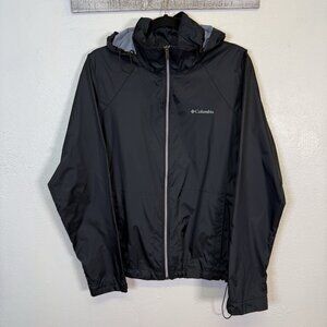 Columbia Jacket Womens Large Black Switchback III Hooded Waterproof Rain Shell